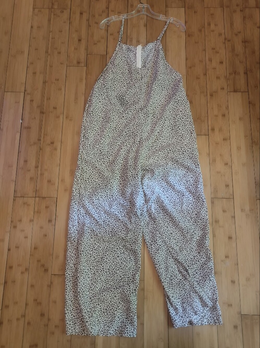 Leopard Print Wide-Leg Jumpsuit in Cream